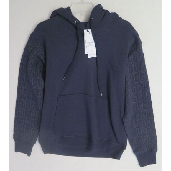 UGG 1125870 Women's Sz M Onyx Black Tatiana Logo Fleece Hoodie Sweatshirt $118 - Picture 6 of 8